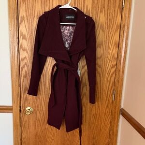 Guess Merlot Belted Trench Coat